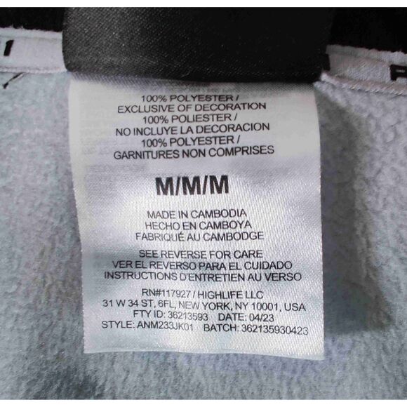 AND1 Black Grey Graffiti Full Zip Y2K Streetwear Hoodie Jacket Size Medium - Picture 13 of 13